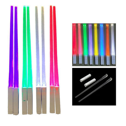 Chopsticks Light Up LED Glowing Light Saber Chop Sticks Reusable Lightup Gifts - Aimall