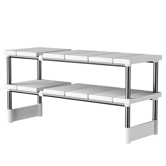 Expandable Kitchen Shelf Cabinet Organizer Tiered Storage Rack for Home Use