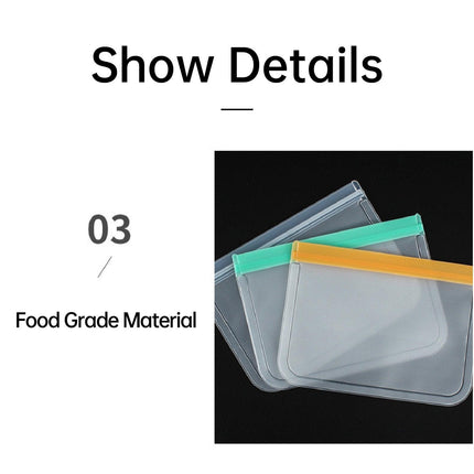 10 Pack Reusable Frosted PEVA Food Storage Bags Resealable Ziplock Freezer Safe