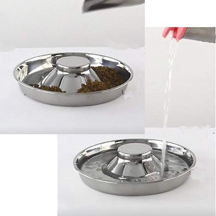 2pcs Stainless Steel Dog Cat Slow Feeder Pet Food Bowl Non-Slip Stop Eating Dish