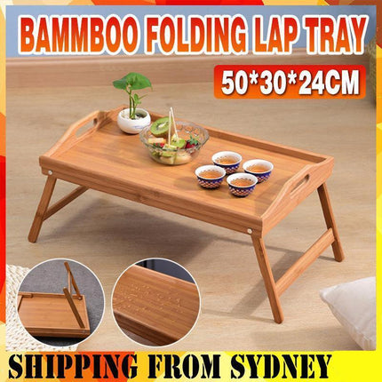 Wooden Bamboo Folding Tray Bamboo Fold Up Lap Tray Tea Coffee Table Breakfast - Aimall