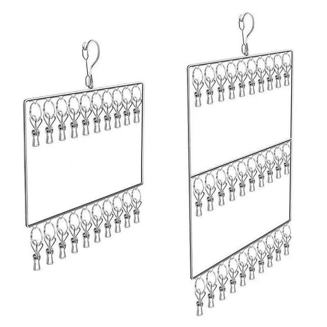 Stainless Steel Drying Rack Multi Function Windproof Underwear Clip Sock Hanger