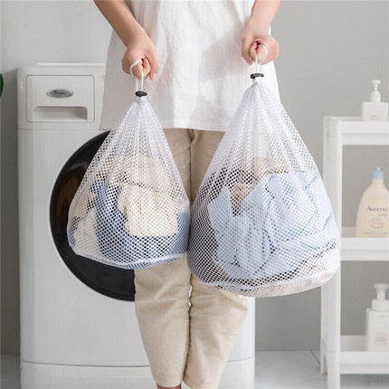 Drawstring Laundry Wash Bag Fine or Coarse Mesh Lingerie Delicate Clothes L - Aimall