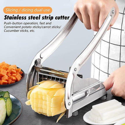 Chip Potato Chipper Maker French Fries Dicer Slicer Chopper Cutter + 2 Blades - Aimall