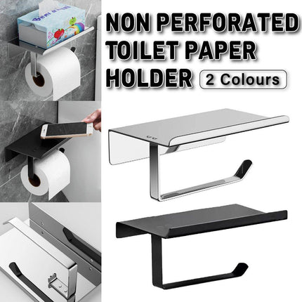 304 Stainless Steel Toilet Paper Holder Non-perforated Roll with Phone Rack