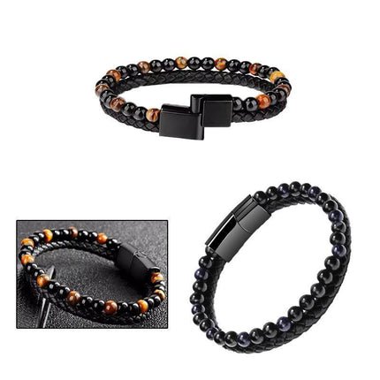 Tiger Eye Natural Stone Beaded Bracelet Women Men Elasticity Bangle hand Jewelry - Aimall