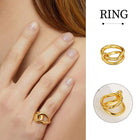 Brass Gold-Plated Twist Knot Ring Retro Geometric Ring Fashion Jewelry