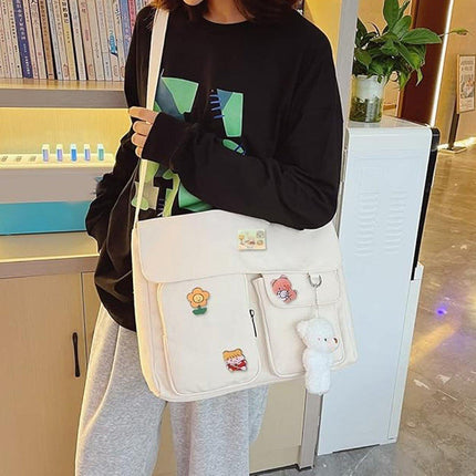 Cute Girl Crossbody Canvas Bag Womens Shoulder Bag Messenger Handbag Casual Tote