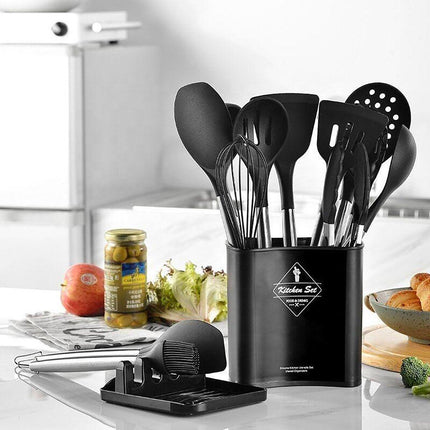 13PCS Silicone Kitchen Utensil Set Stainless Steel Handle Non-Stick Cooking Tool