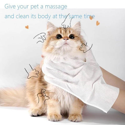 Cat Dog Cleaning Gloves Wipes Fur Disposable Face Washing Grooming