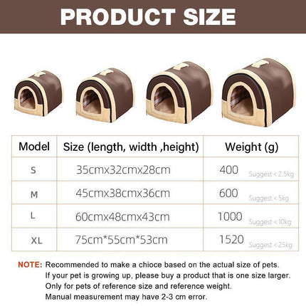 XL Size Pet House Kennel Soft Igloo Beds Cave Cat Puppy Bed Warm Cushion Fold - Aimall