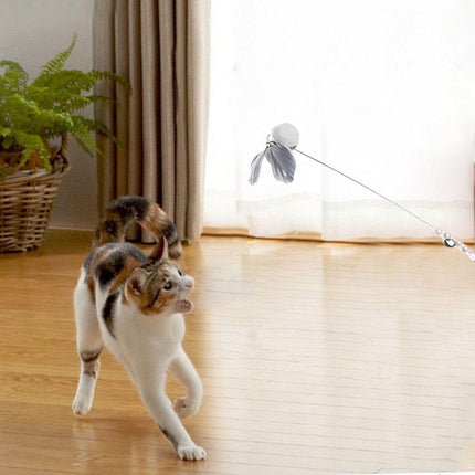 4PCS Cat Teaser Stick with Bells Feathers Bite-resistant Long Rod Toy Supplies
