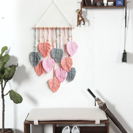 Handmade Braided Cotton Rope Leaves Wall Hanging Home Decoration Ornament
