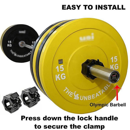 50mm Barbell Clamp Collar Clip Olympic Weightlifting Lift Spring Lock - Aimall