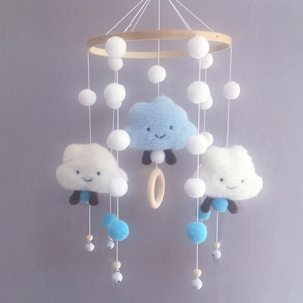 Felt Ball Cloud Mobile Hanging Bed Bell Wind Chime for Nursery or Room Decor