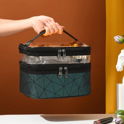 Portable Double-Layer Large Capacity Waterproof Cosmetic Bag Travel Toiletry Bag