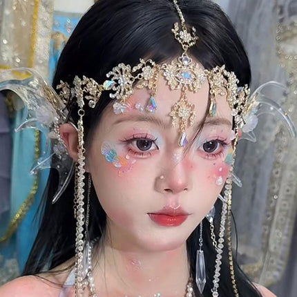 Gold Fringe Forehead Ornaments Hanfu Hair Crown Headwear Accessories