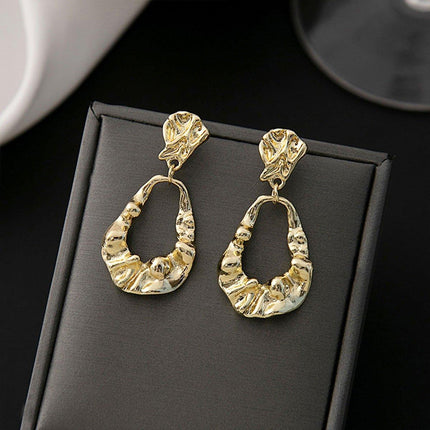 Vintage Ruffled Earrings for Women Retro Irregular Design Fashion Jewelry Gift