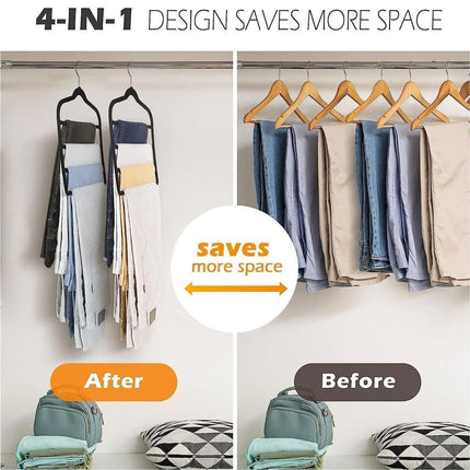5PCS Multifunctional Non-slip Flocking Rack Multi-layer Hanger Wardrobe Storage