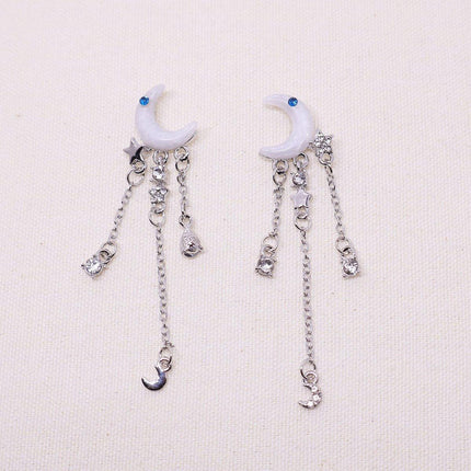Elegant Moon Zircon Tassel Earrings For Women Exquisite Fashion Jewelry