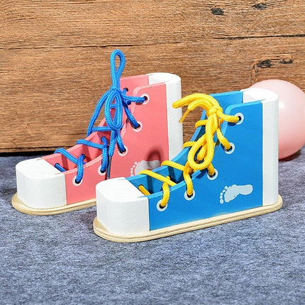 2PCS Wooden Lacing Toy Set for Early Learning and Fine Motor Skill Training