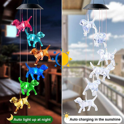 Colour Changing Wind Chimes LED Light Hanging Decor Outdoor Solar Powered Garden - Aimall