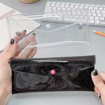 7pcs Transparent Pencil Case Storage Bag Portable Colorful Buckle Organizer Pack
