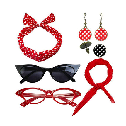 Halloween Vintage Dress Up Set Polka Dot Stud Earrings and Headband Party