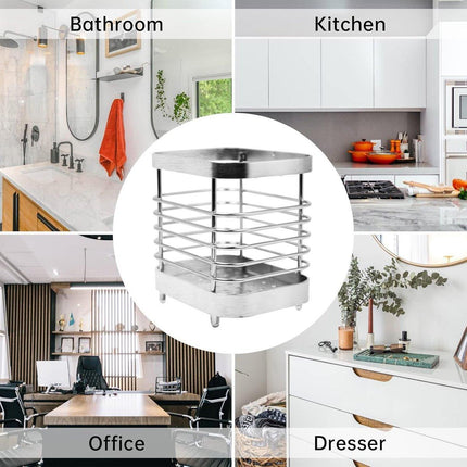 Stainless Steel Household Toothbrush Holder Draining Storage Shelf for Bathroom