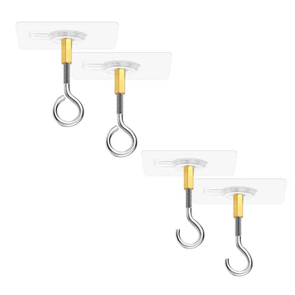12 PCS Heavy Duty Self Adhesive Hooks Stainless Steel Ceiling Hooks for Home