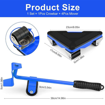 Heavy Duty Moving Tool Set Easy Move Five Piece Furniture Lifter Kit for Home