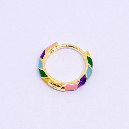 Vintage Ear Loop Earrings with Colourful Enamel Circle Design for Women Jewelry