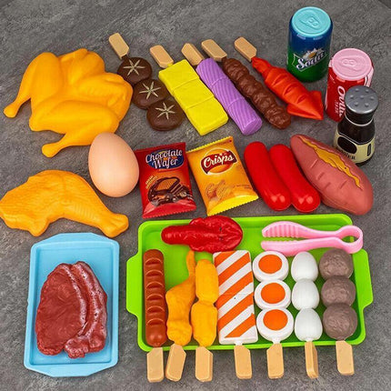 Set Kids BBQ Pretend Play Kitchen Food Toys Cooking Playset for Kids 28pcs - Aimall
