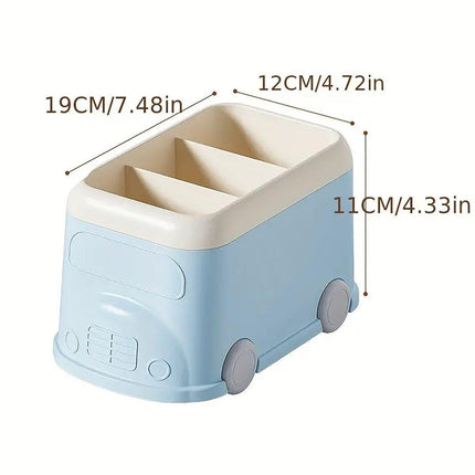 Cartoon Desktop Pen Holder Multi-Compartment Stationery Organizer Storage Box