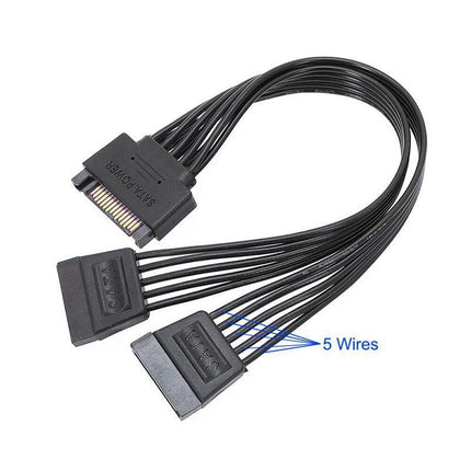 15 Pin SATA Power Y-Splitter Cable Adapter Extension 1 Male to 2 Female for HDD - Aimall
