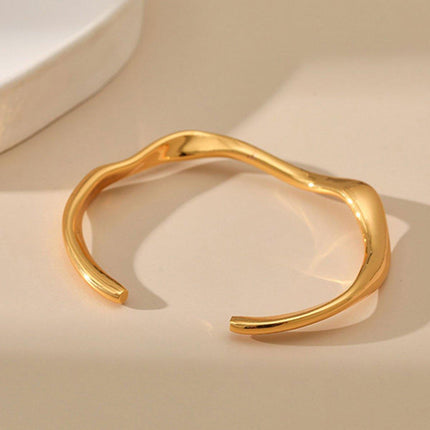 Minimalist Plain Solid Ring Bracelet Women Fashion Simple Open Cuff Bangle
