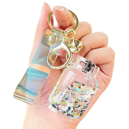 Quicksand Keychain Liquid Oil Keyring Bag Pendant Floating Peal Keyring - Aimall