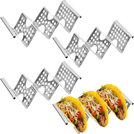 4pcs W Shape Stainless Steel Taco Holder Stand for Pancakes and Food Serving