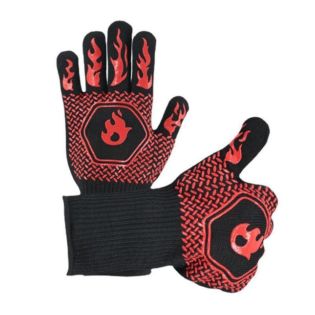 BBQ Gloves 800°C Heat Oven Grill Non-Slip Fireproof Resistant Silicone Kitchen - Aimall