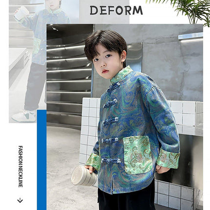 Boy Hanfu New Chinese Style Tang Jacket Traditional Coat Cultural Clothing