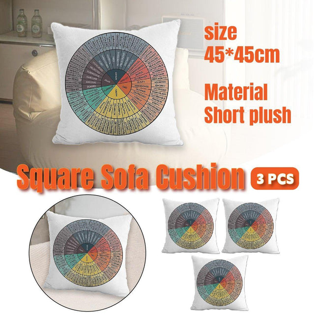 3PCS Emotion Wheel Decorative Pillowcase Sofa Cushion Cover for Bedroom Decor