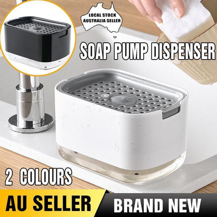 2in1 Soap Dispenser Pump Sponge Holder Countertop Dishwashing Liquid Container - Aimall