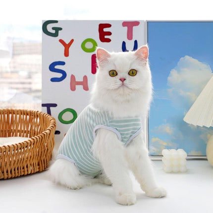 Pet Clothes for All Seasons Solid Color Striped Dog Cat Apparel Puppy Outfit