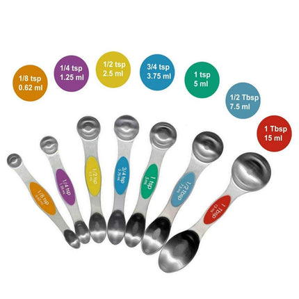 8pcs Stainless Steel Dual Head Measuring Spoon Set Kitchen Baking Cooking Tools