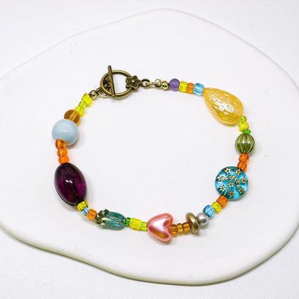 Colourful Ethnic Vintage Beaded Necklace Bracelet Ring Set Boho Jewelry Girl