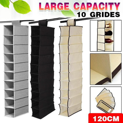 10 Tier Clothes Organiser Wardrobe Hanging Storage Closet Shoes Hanger Bag AU - Aimall