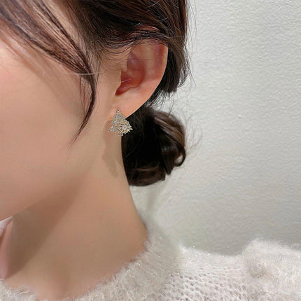 Christmas Tree Stud Earrings Women Festive Holiday Jewelry Gift Accessories