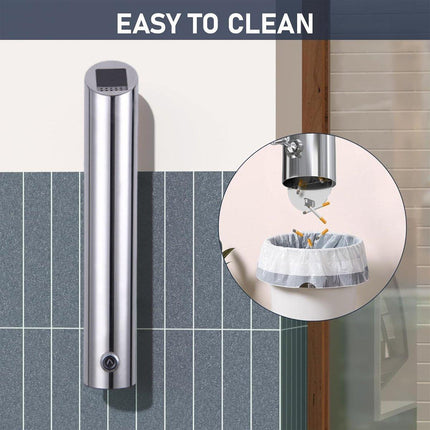 Wall Mounted Ashtray Stainless Steel 1.8L Floor Standing Vertical Trash Bin