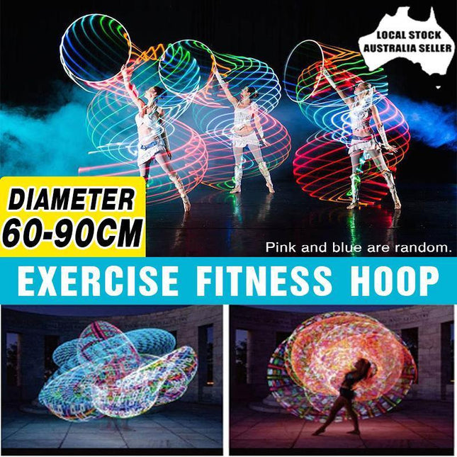 LED Light-Up Exercise Fitness Hoop Dance Lose Weight Colour Changing Detachable - Aimall
