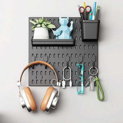 Wall Mounted Pegboard Storage Rack No Drill Organizer Tool Shelf Home Office